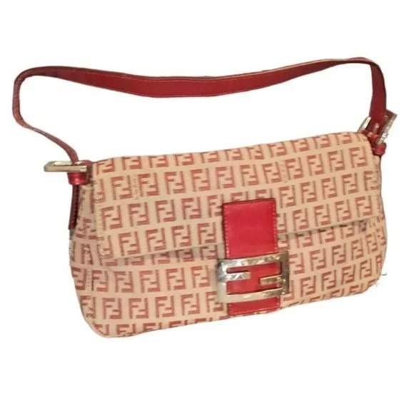 Fendi | Bags | Fendi Red Zucchino Print Baguette Bag W